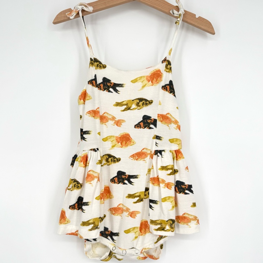 The Woods by Kate Quinn Modal Goldfish Tie Strap Ballerina Babydoll Romper 18-24